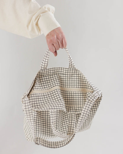 Horizontal Zip Duck Bag Natural Grid | Baggu Online
