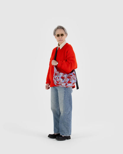 Medium Nylon Crescent Bag Floral Snoopy | Baggu Online
