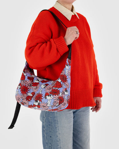 Medium Nylon Crescent Bag Floral Snoopy | Baggu Online