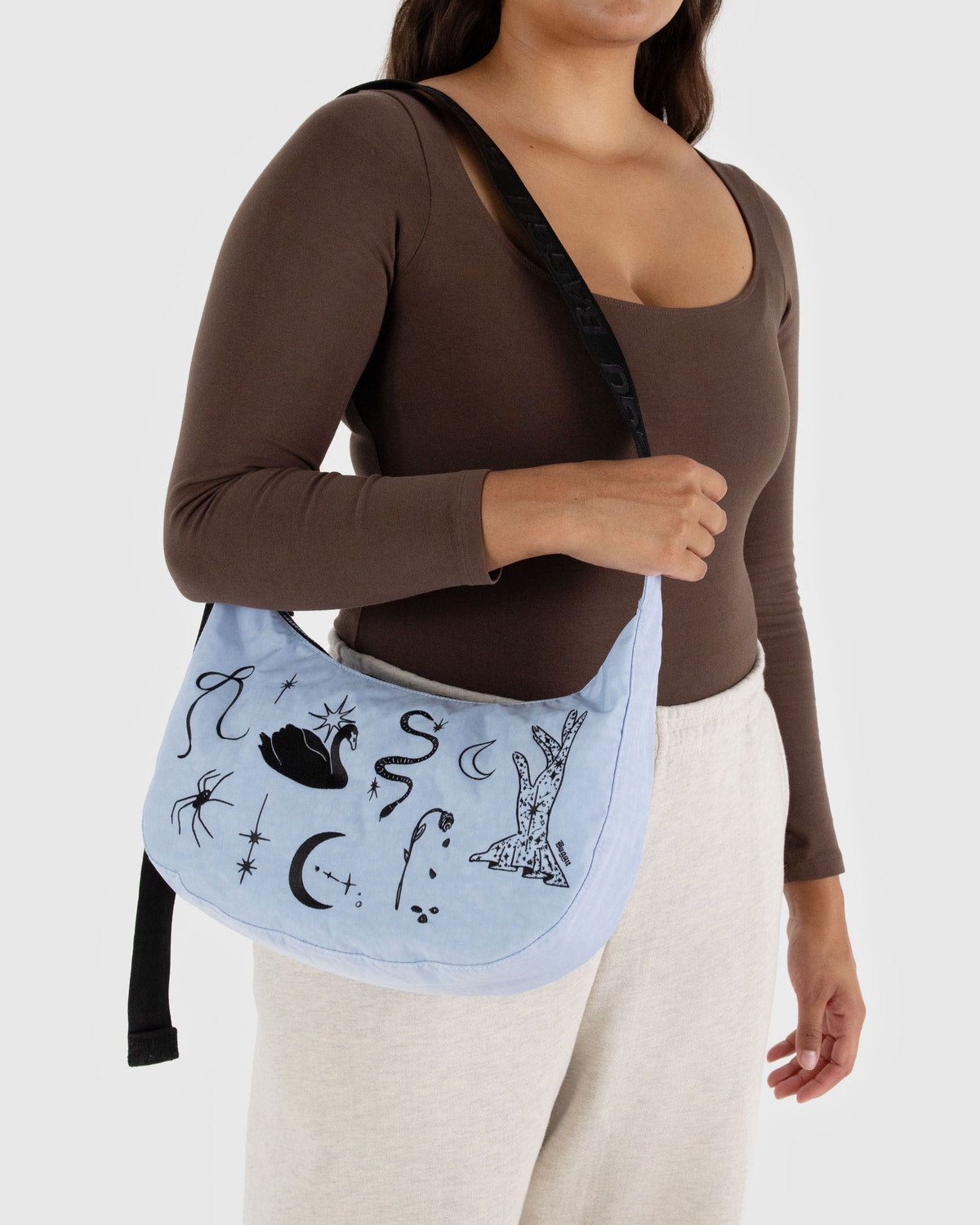 Medium Nylon Crescent Bag Embroidered Ballet Icons | Baggu Online Store