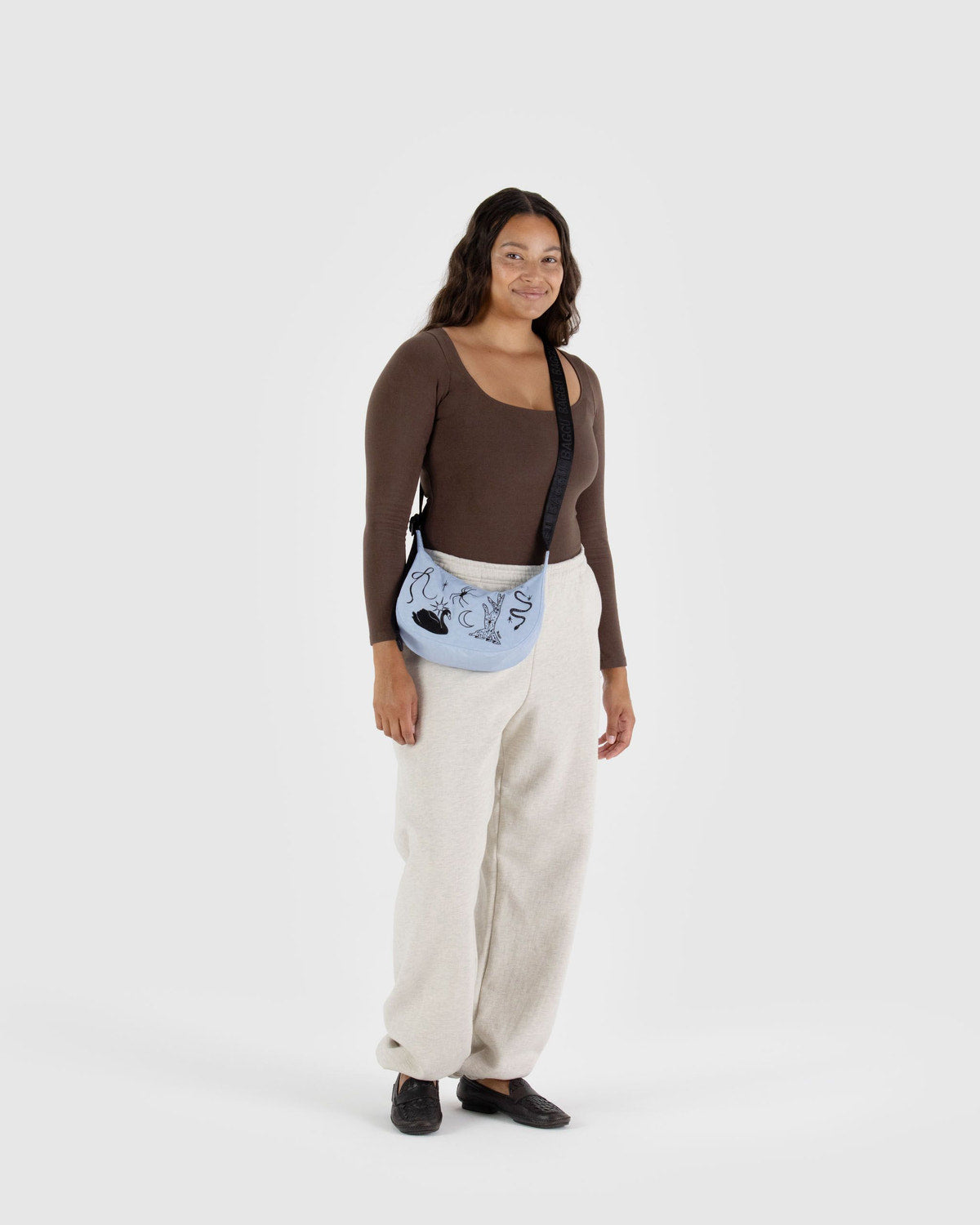 Small Nylon Crescent Bag Embroidered Ballet Icons | Baggu Outlets