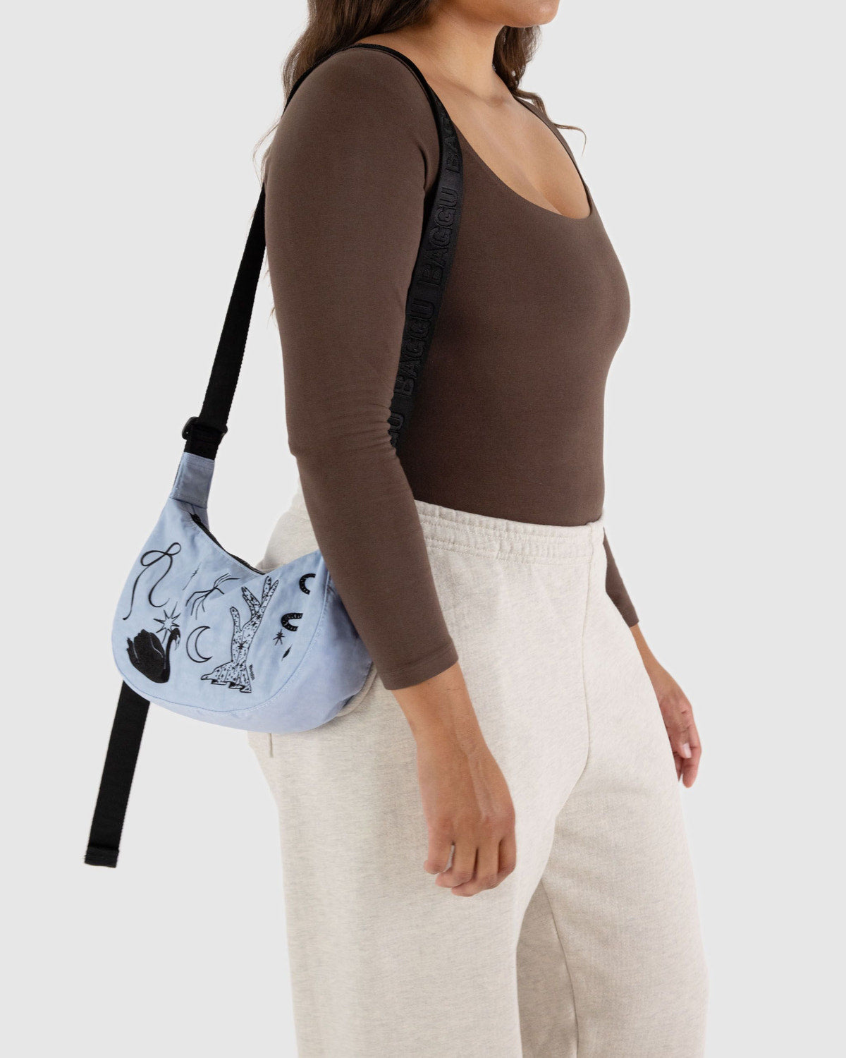 Small Nylon Crescent Bag Embroidered Ballet Icons | Baggu Outlets