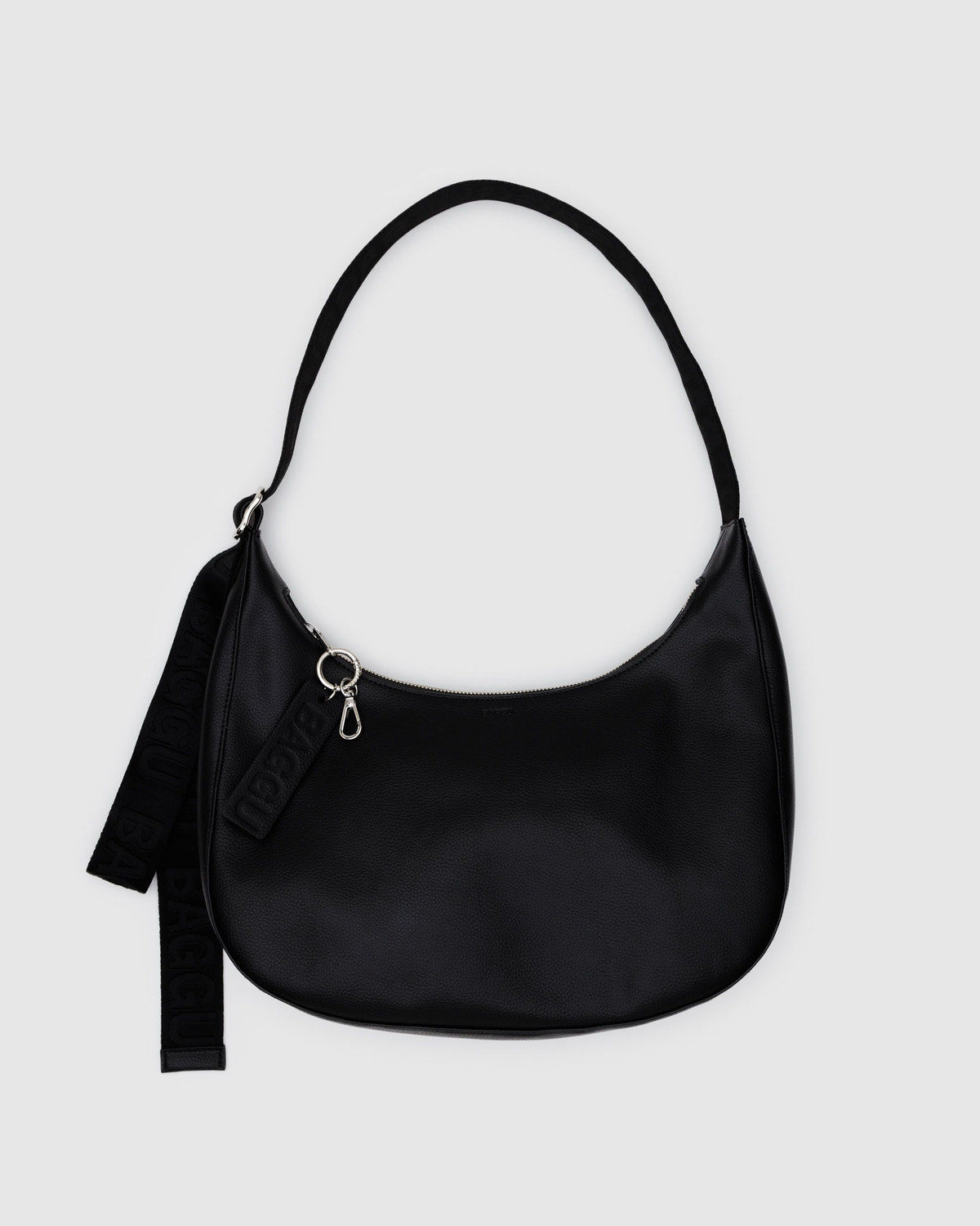 Medium Recycled Leather Crescent Bag Black | Baggu On Sale
