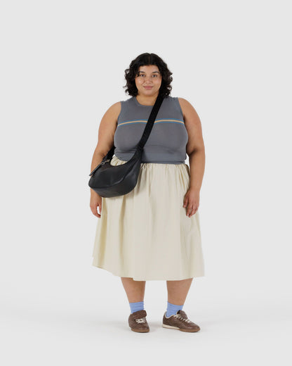 Medium Recycled Leather Crescent Bag Black | Baggu On Sale