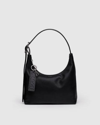 Mini Recycled Leather Shoulder Bag Black | Baggu Online