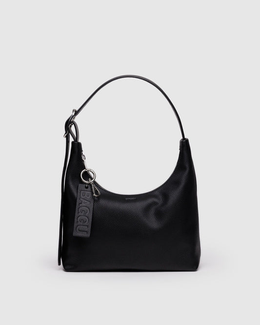 Mini Recycled Leather Shoulder Bag Black | Baggu Online