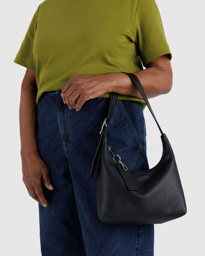 Mini Recycled Leather Shoulder Bag Black | Baggu Online