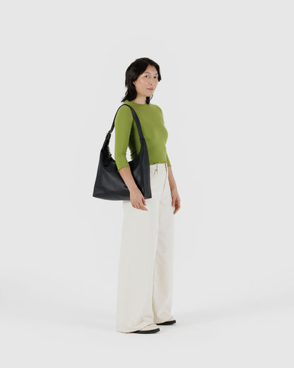 Recycled Leather Shoulder Bag Black | Baggu Discount