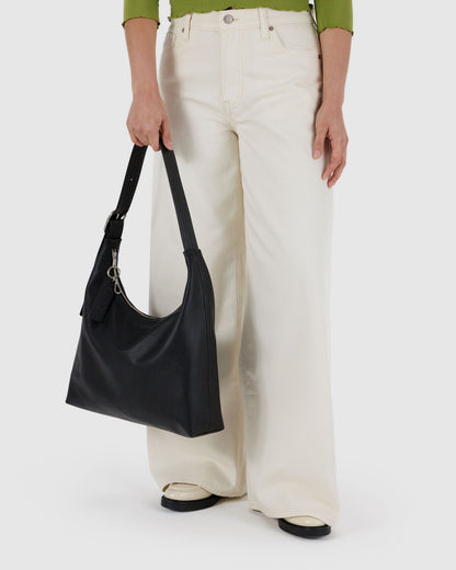 Recycled Leather Shoulder Bag Black | Baggu Discount