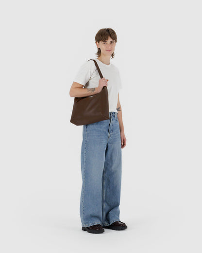 Recycled Leather Shoulder Bag Brown | Baggu Online Store