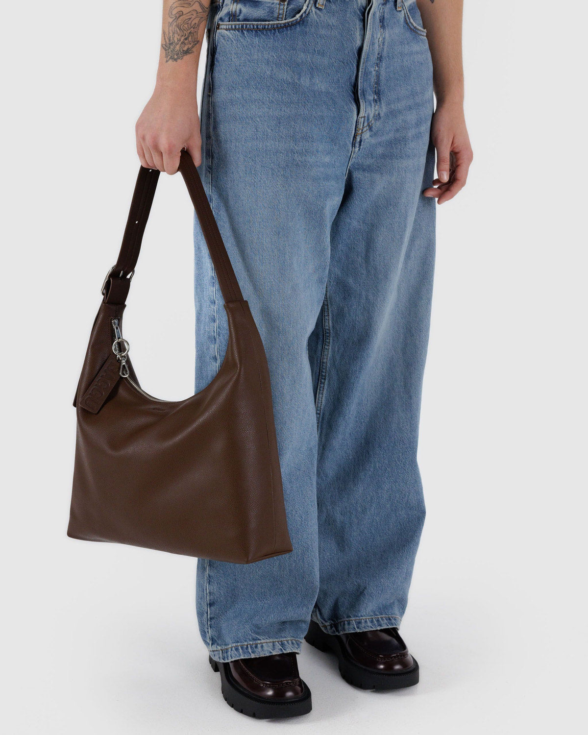 Recycled Leather Shoulder Bag Brown | Baggu Online Store