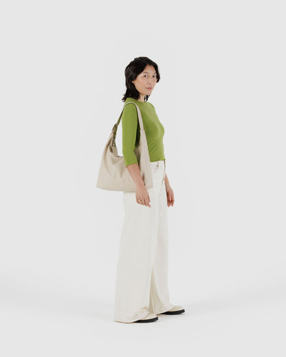 Recycled Leather Shoulder Bag Stone | Baggu Sale