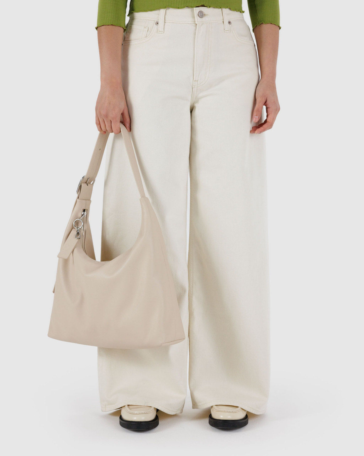 Recycled Leather Shoulder Bag Stone | Baggu Sale