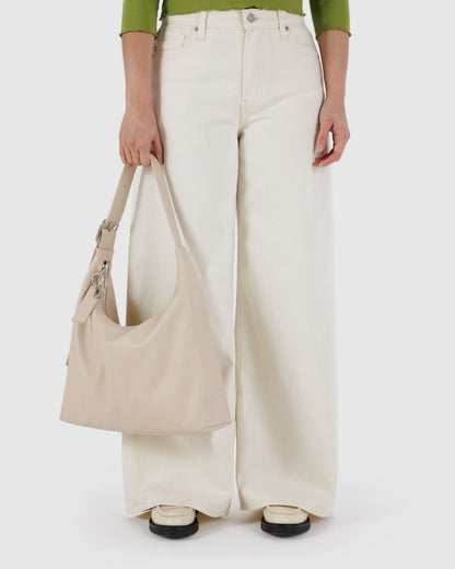 Recycled Leather Shoulder Bag Stone | Baggu Sale
