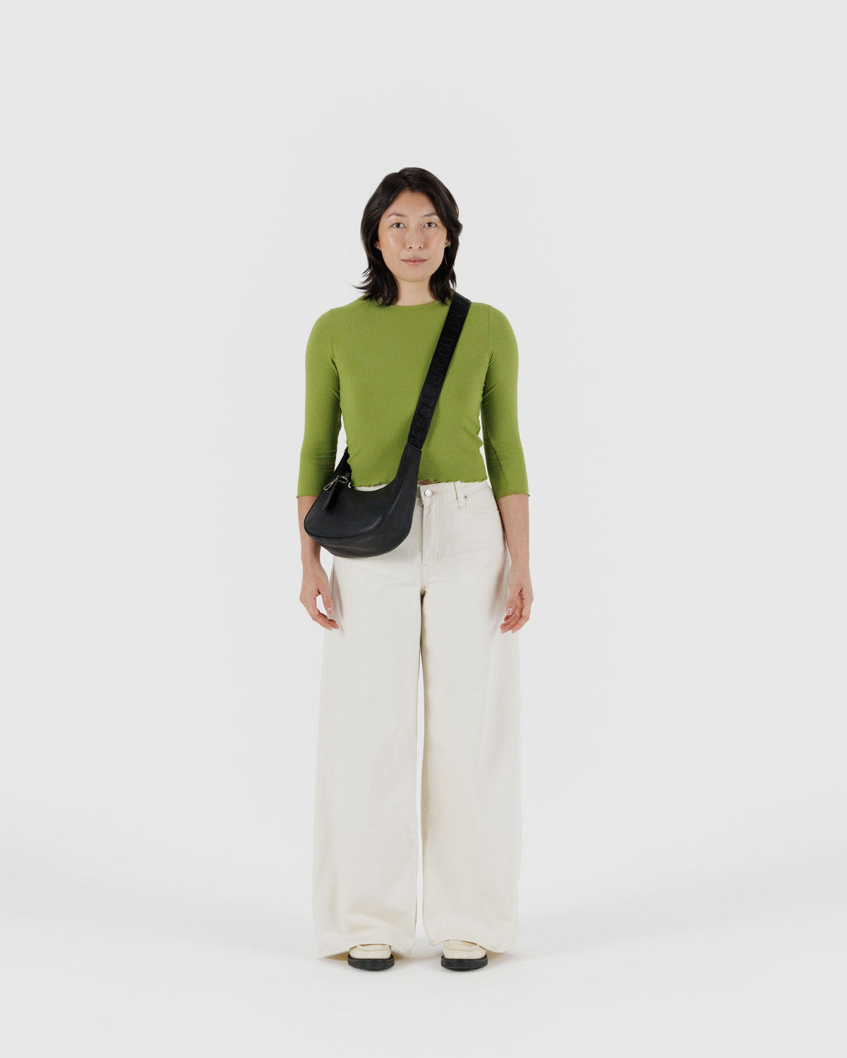 Small Recycled Leather Crescent Bag Black | Baggu Discount