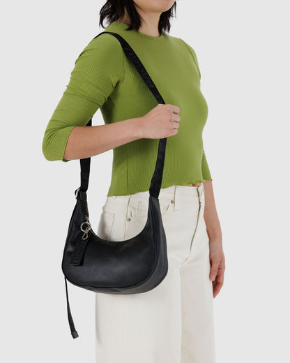 Small Recycled Leather Crescent Bag Black | Baggu Discount
