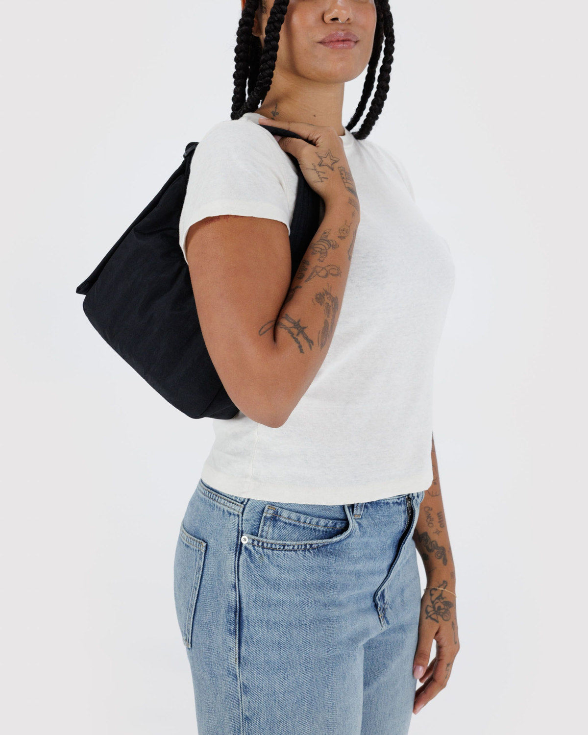 Mini Nylon Shoulder Bag  Black | Baggu On Sale