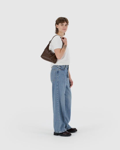 Mini Recycled Leather Shoulder Bag Brown | Baggu Discount