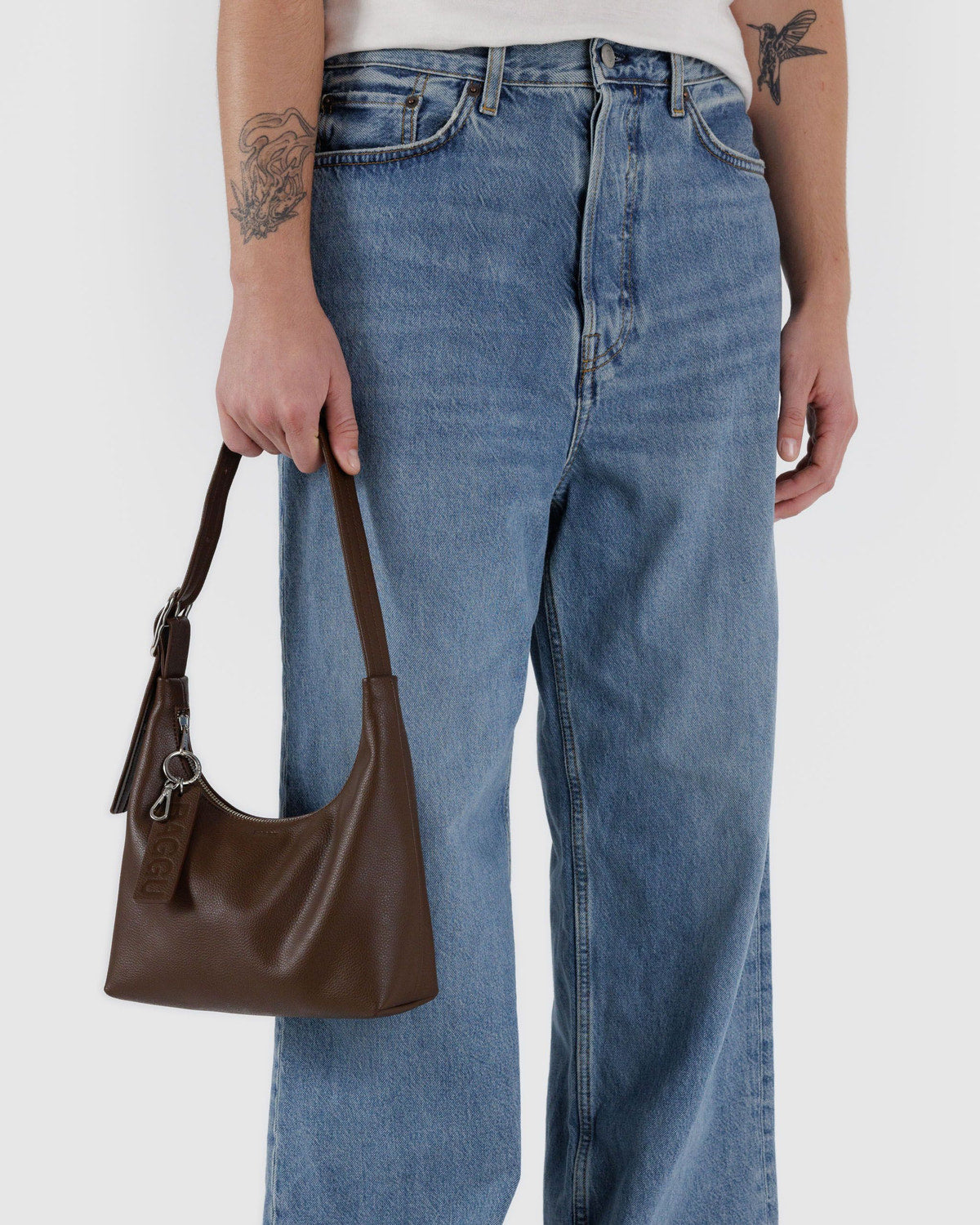 Mini Recycled Leather Shoulder Bag Brown | Baggu Discount