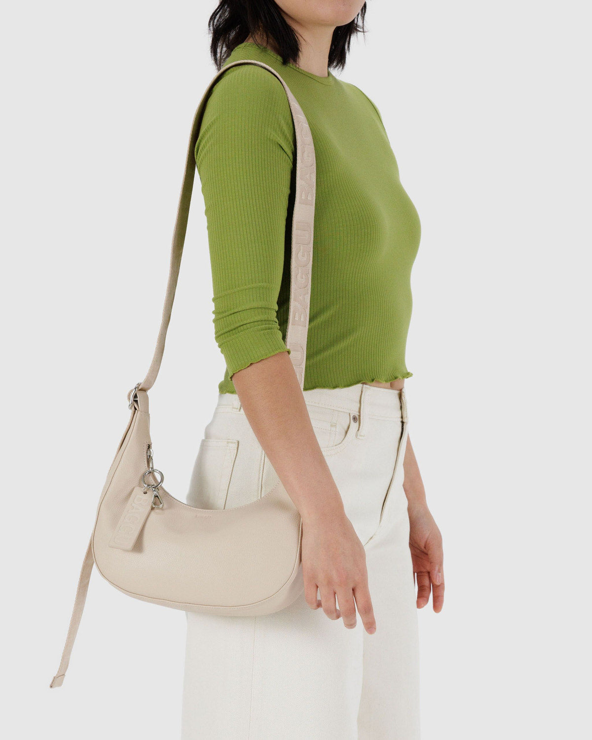 Small Recycled Leather Crescent Bag Stone | Baggu Outlets