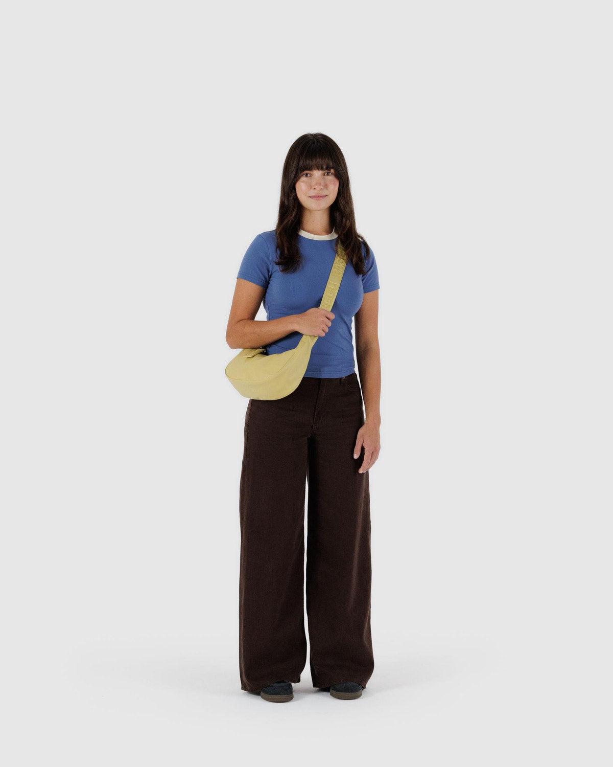 Small Recycled Leather Crescent Bag Straw | Baggu Sale