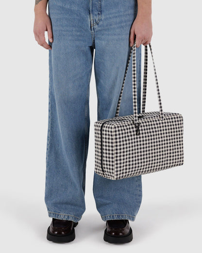 Medium Nylon Bowler Bag Black & White Gingham | Baggu Sale
