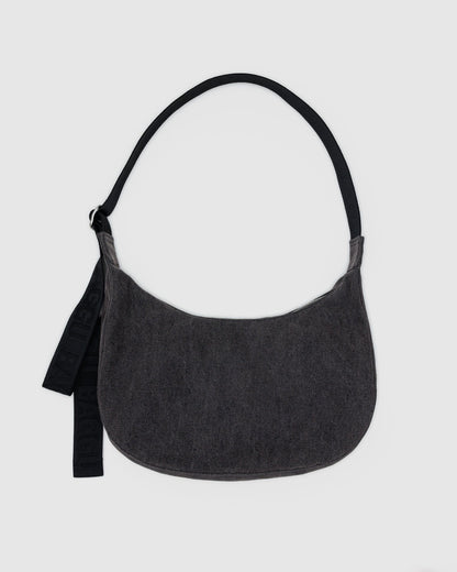 Medium Denim Crescent Bag Washed Black Denim | Baggu Sale