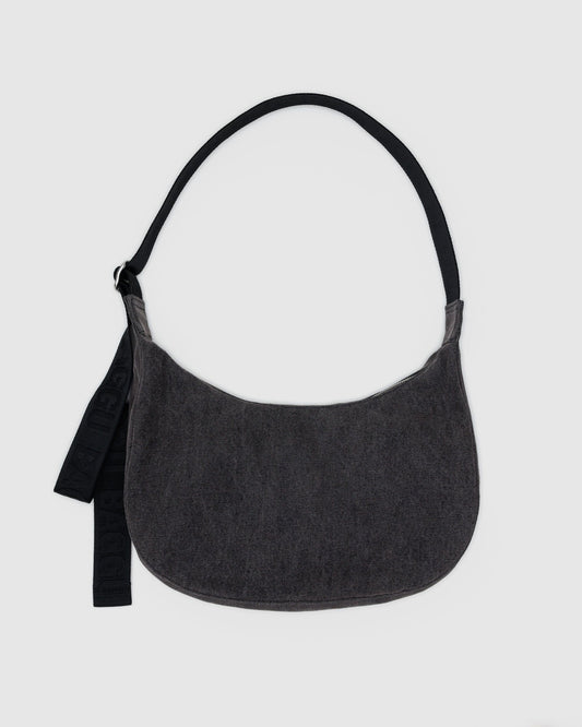 Medium Denim Crescent Bag Washed Black Denim | Baggu Sale