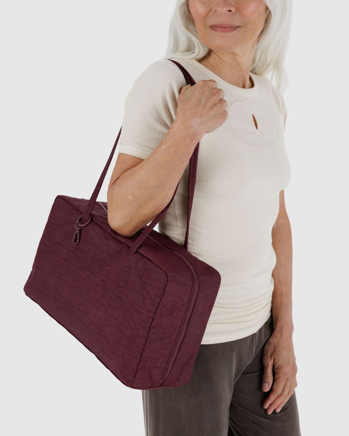 Medium Nylon Bowler Bag Mahogany | Baggu Online Store