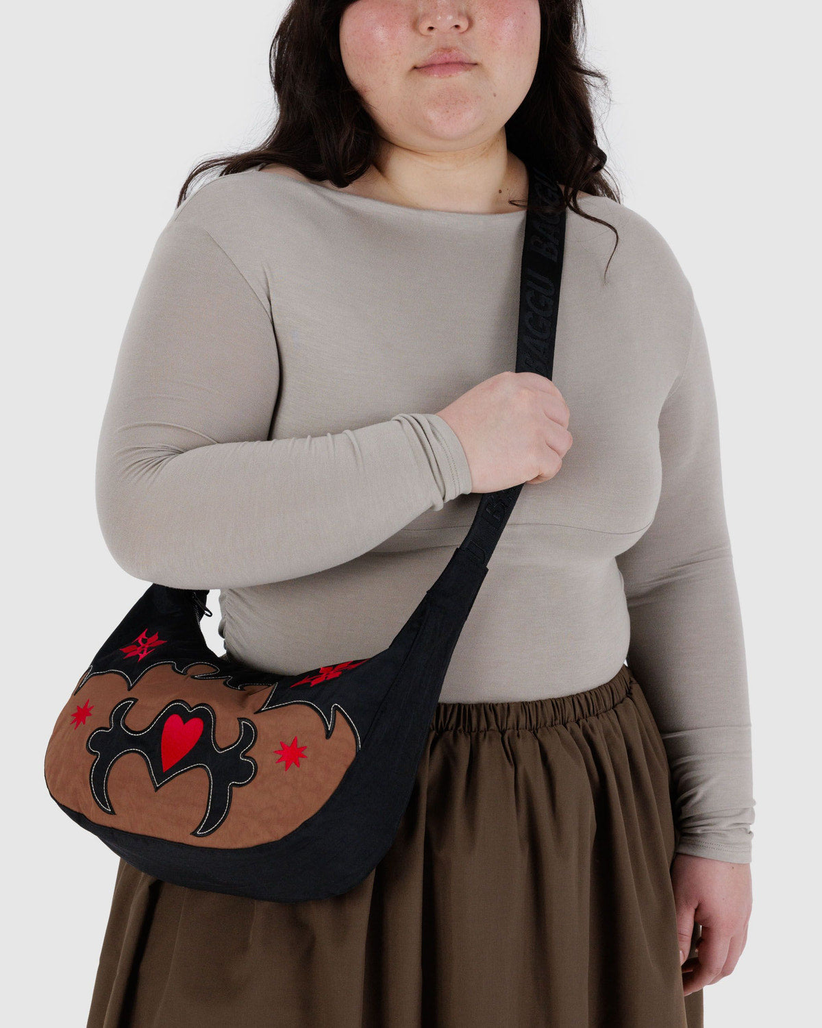 Medium Nylon Crescent Bag Western Appliqué | Baggu Online Store