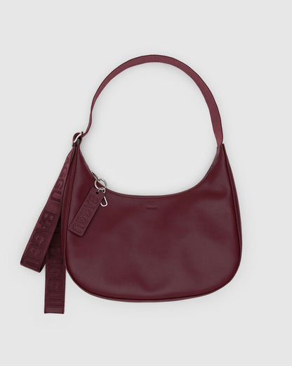 Medium Recycled Leather Crescent Bag Mahogany | Baggu Discount