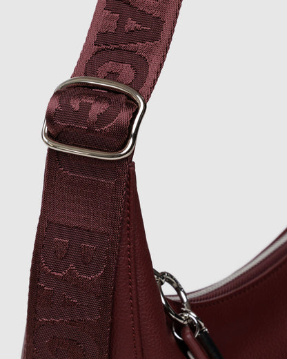 Medium Recycled Leather Crescent Bag Mahogany | Baggu Discount
