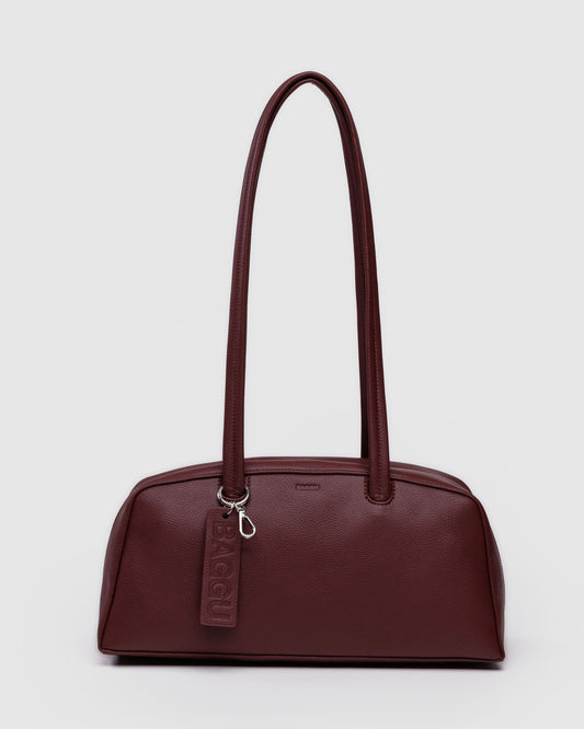 Recycled Leather Bowler Bag Mahogany | Baggu Online