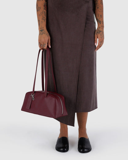 Recycled Leather Bowler Bag Mahogany | Baggu Online
