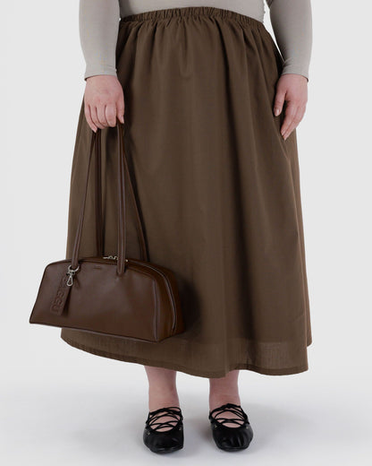 Recycled Leather Bowler Bag Brown | Baggu Online Store