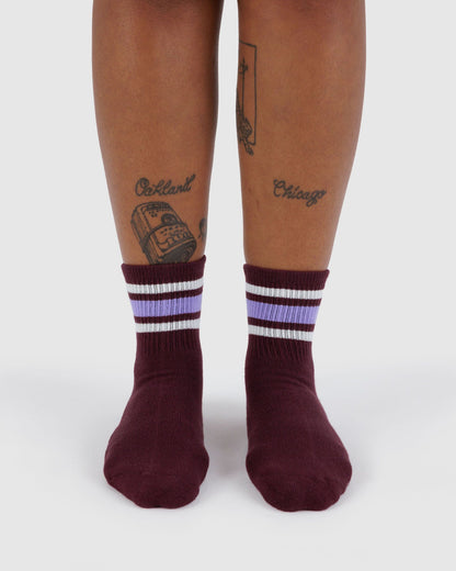 Ribbed Sock Mahogany Stripe | Baggu On Sale