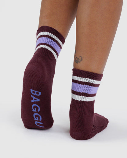 Ribbed Sock Mahogany Stripe | Baggu On Sale