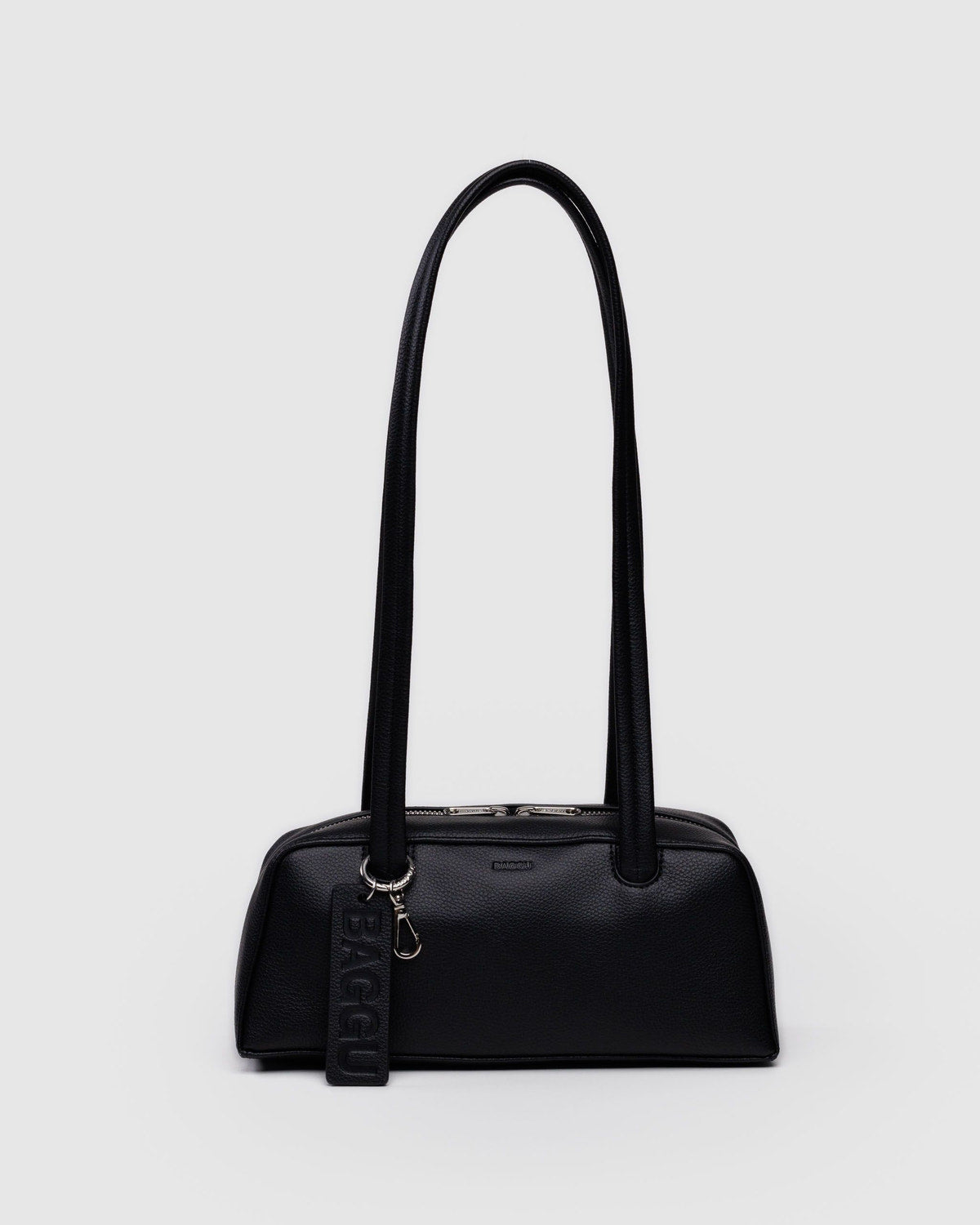 Small Recycled Leather Bowler Bag Black | Baggu Online