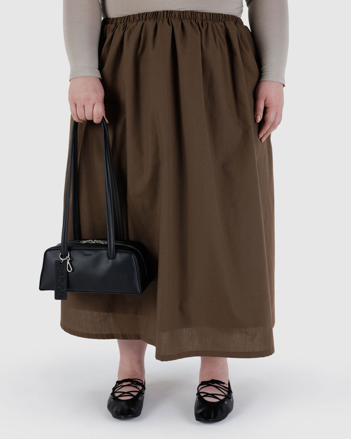 Small Recycled Leather Bowler Bag Black | Baggu Online
