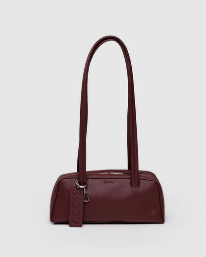 Small Recycled Leather Bowler Bag Mahogany | Baggu Discount