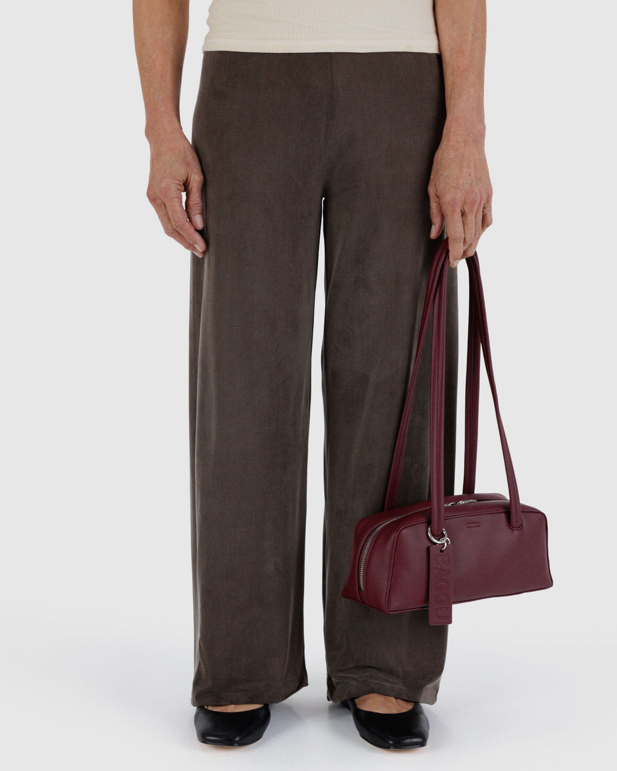 Small Recycled Leather Bowler Bag Mahogany | Baggu Discount