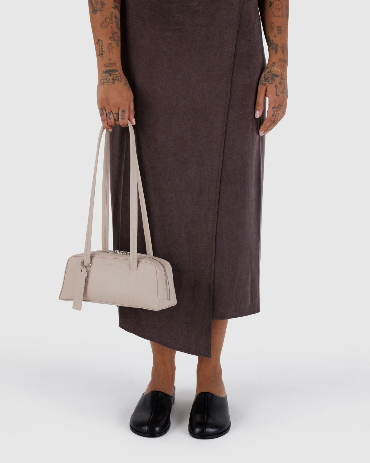 Small Recycled Leather Bowler Bag Stone | Baggu Outlets