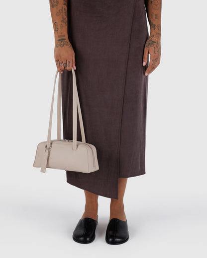 Small Recycled Leather Bowler Bag Stone | Baggu Outlets