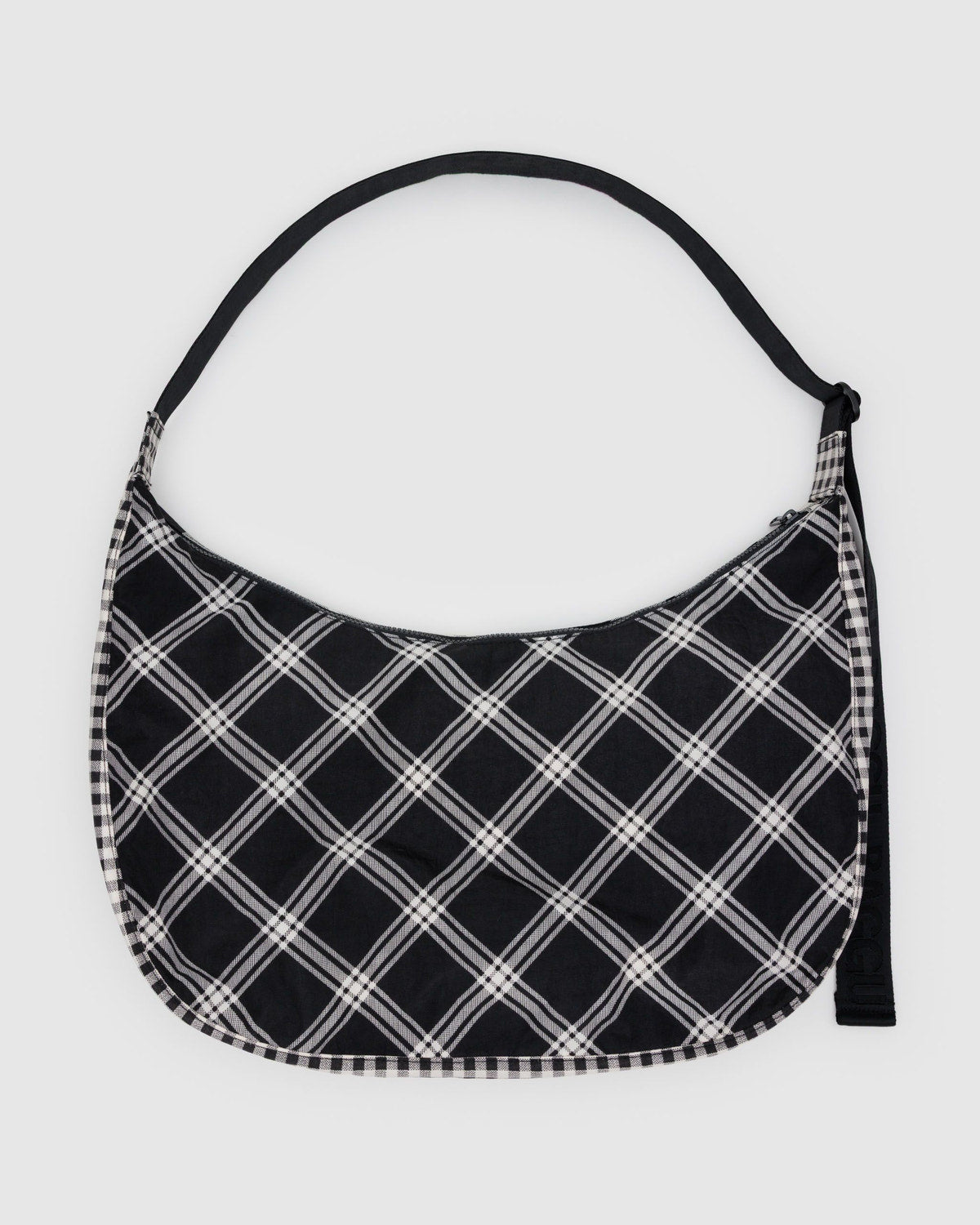 Large Nylon Crescent Bag Mixed Plaid | Baggu Sale