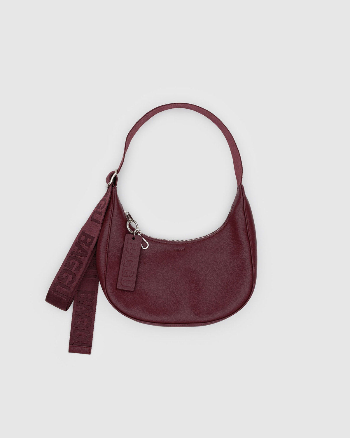 Small Recycled Leather Crescent Bag Mahogany | Baggu On Sale