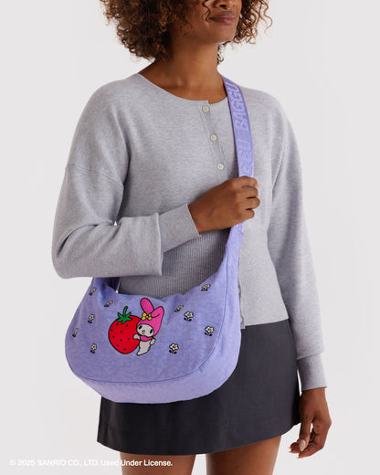 Medium Nylon Crescent Bag Embroidered My Melody Strawberry | Baggu On Sale