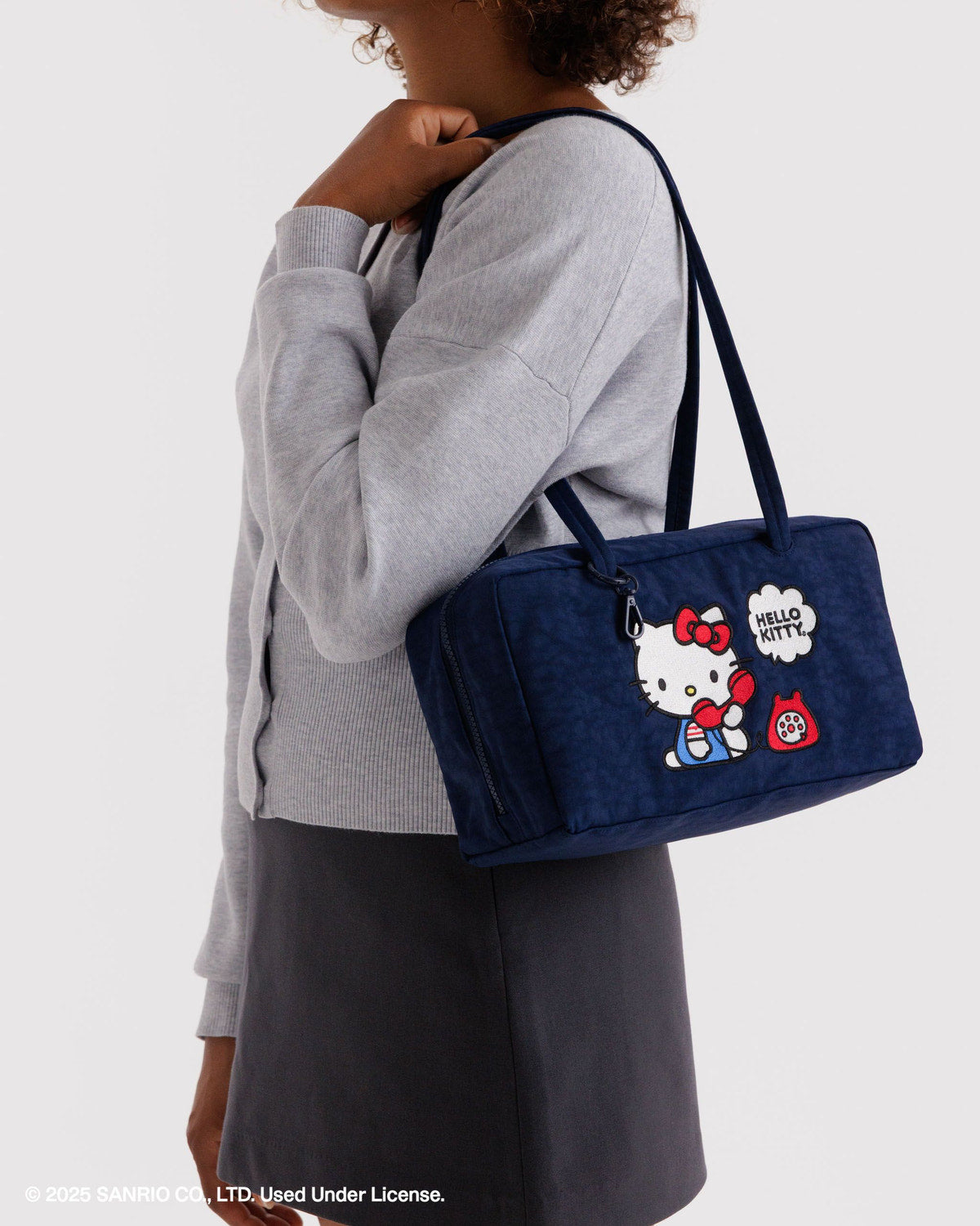 Nylon Bowler Bag Embroidered Hello Kitty Phone | Baggu Online