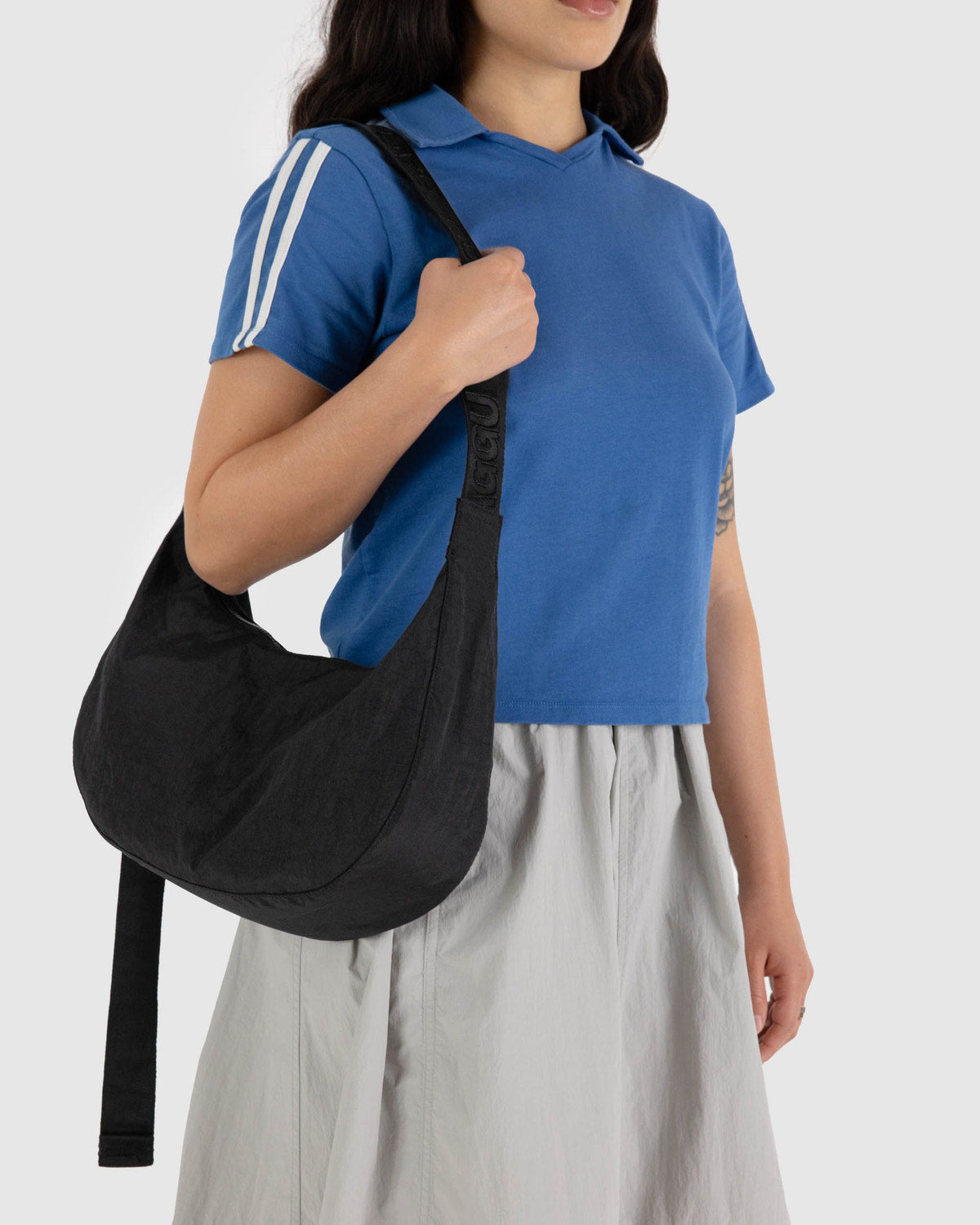 Medium Nylon Crescent Bag Black | Baggu On Sale