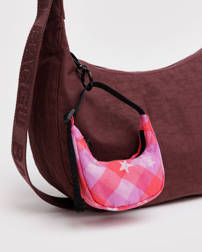 Crescent Bag Charm Pink Star Plaid | Baggu Online
