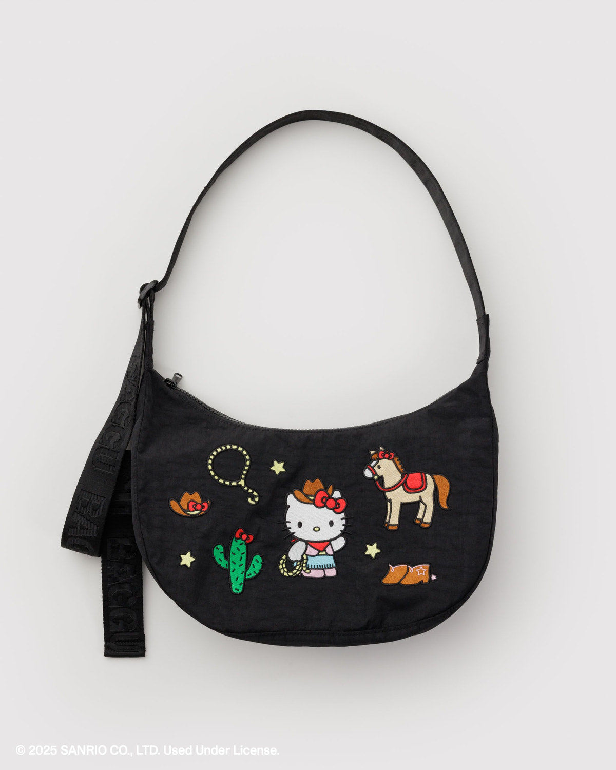 Medium Nylon Crescent Bag Embroidered Hello Kitty Western | Baggu Discount